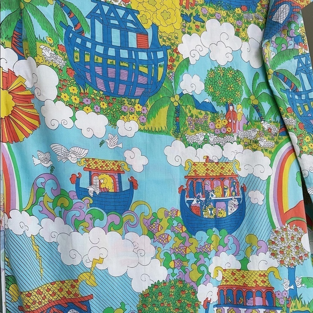 Vintage Retro 1960’s Sears Noah’s Ark flat sheet